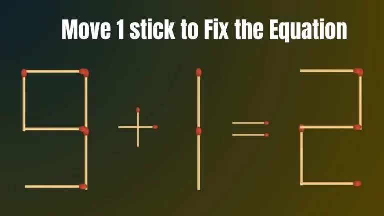 Brain Teaser: 9+1=2 Move Only 1 Matchstick To Fix The Equation
