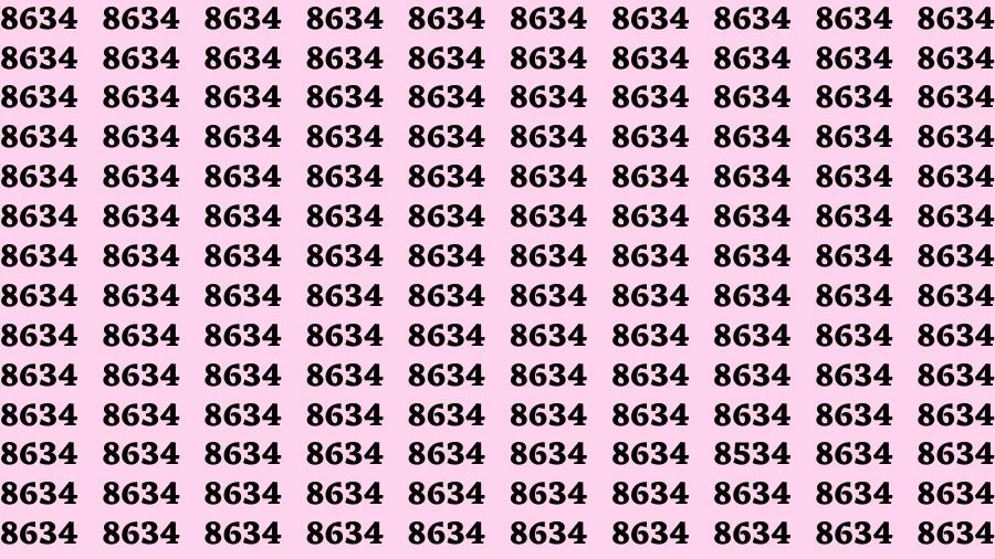 Observation Skill Test: If you have Sharp Eyes Find the Number 8534 among 8634 in 15 Secs