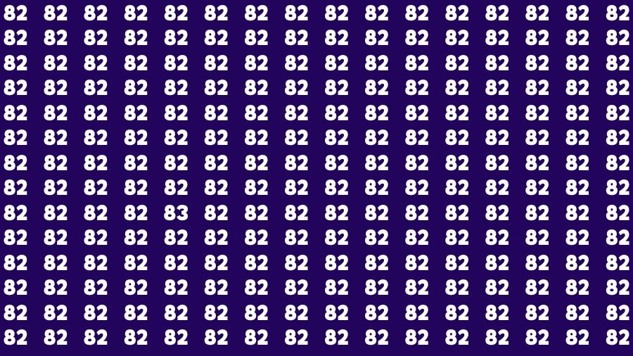 Test Visual Acuity: If you have 50/50 Vision Find the number 83 among 82 in 12 Secs