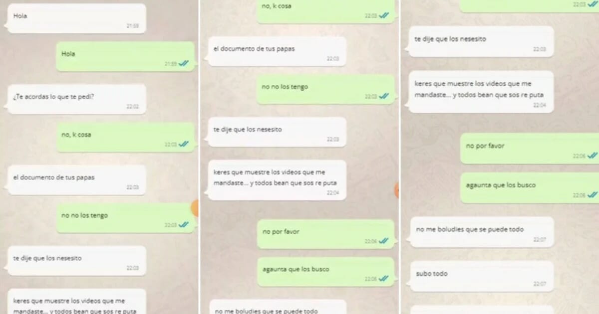 5Los chats en los que un pedófilo preso extorsionó a una menor: usó el nombre de una ex Rebelde Way para engañarla