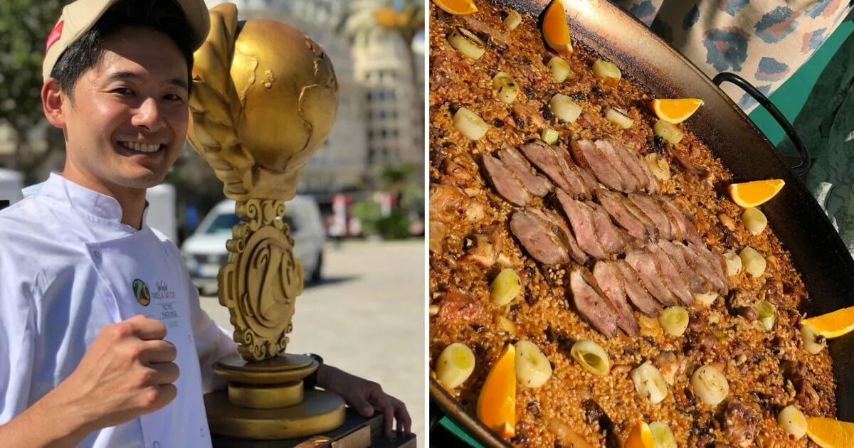 Así es la mejor paella del mundo, ganadora del Día Mundial de la Paella: hecha por un chef japonés, con pato a la naranja y puerro