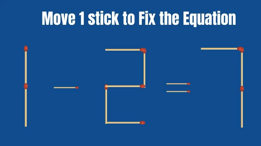 Brain Teaser: 1-2=7 Move 1 Matchstick to Fix the Equation