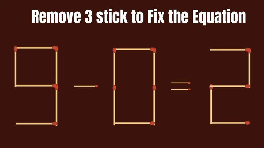 Brain Teaser Math Puzzle: Remove 3 Matchsticks to Fix the Equation