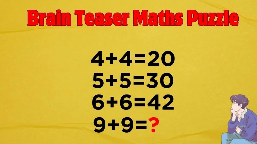 Brain Teaser Maths Puzzle: 4+4=20, 5+5=30, 6+6=42, 9+9=?