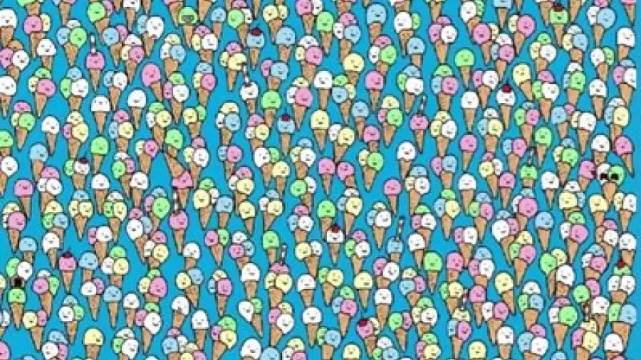 Can You Find A Lollipop Hidden Among The Icecream Within 10 Seconds? Explanation And Solution To The Hidden Lollipop Optical Illusion