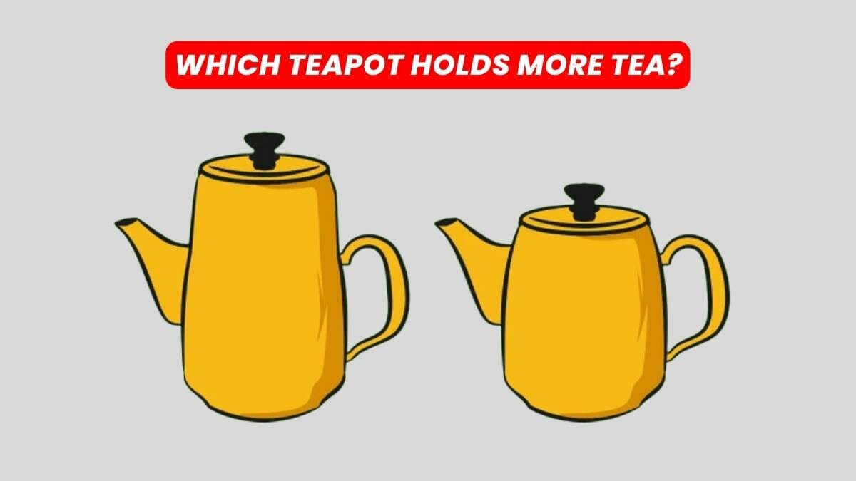 which teapot holds more tea in this brain twister puzzle? You have 9 seconds