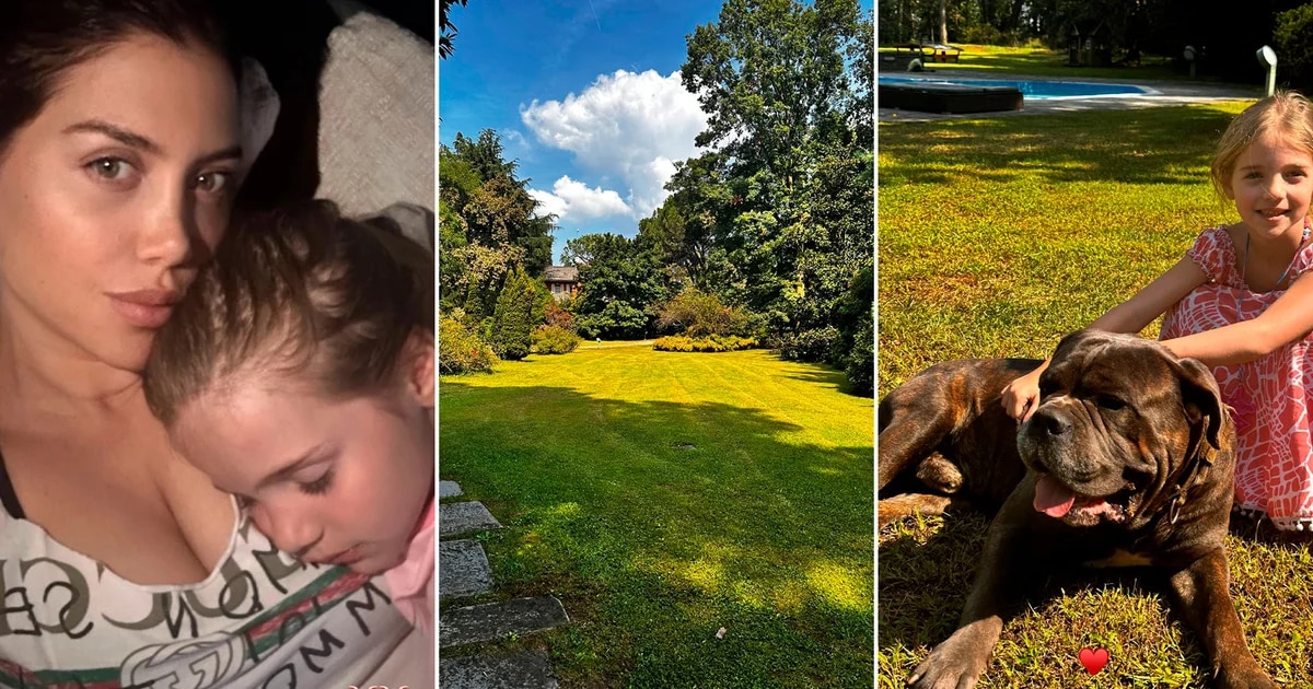 Los días de Wanda Nara con sus hijos en su mansión de Milán: comidas caseras, relax en la piscina y paseos por el jardín