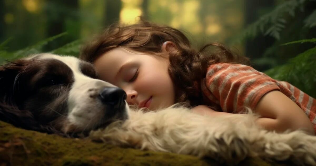 Niña desaparecida en el bosque usa a su perro como almohada y la encuentran sana y salva
