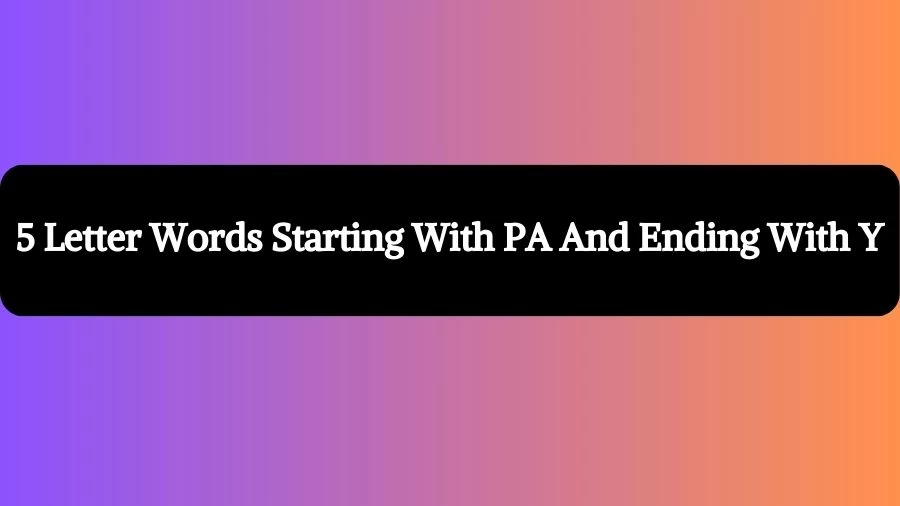 5 Letter Words Starting With PA And Ending With Y, List of 5 Letter Words Starting With PA And Ending With Y