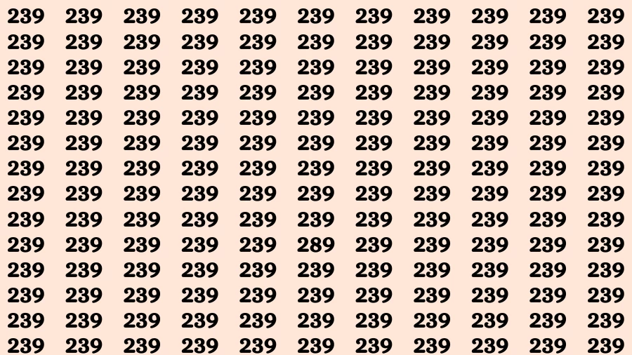 Visual Test: If you have Eagle Eyes Find the Number 289 among 239 in 15 Secs