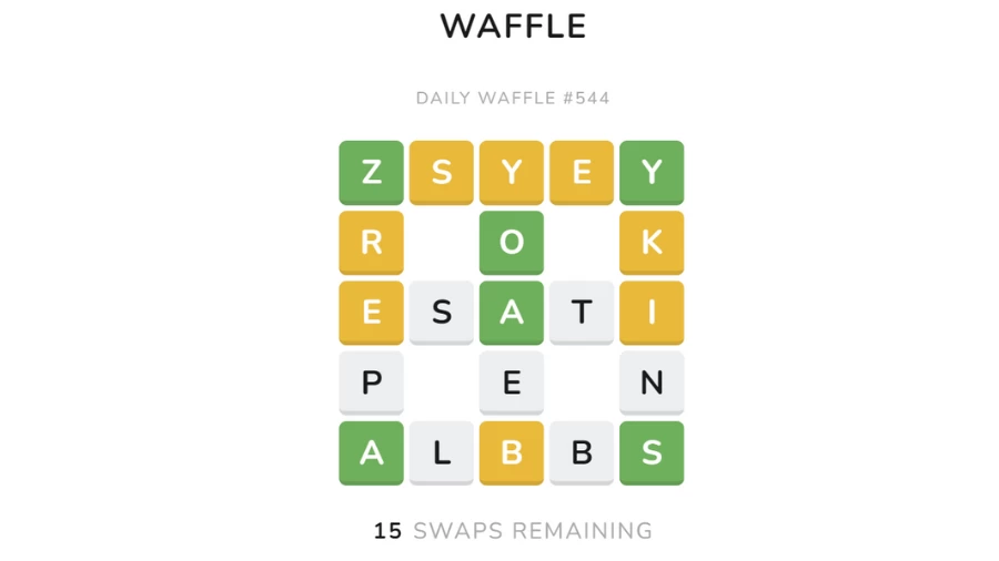 Waffle Daily 544 Game Answers Today 19 July 2023