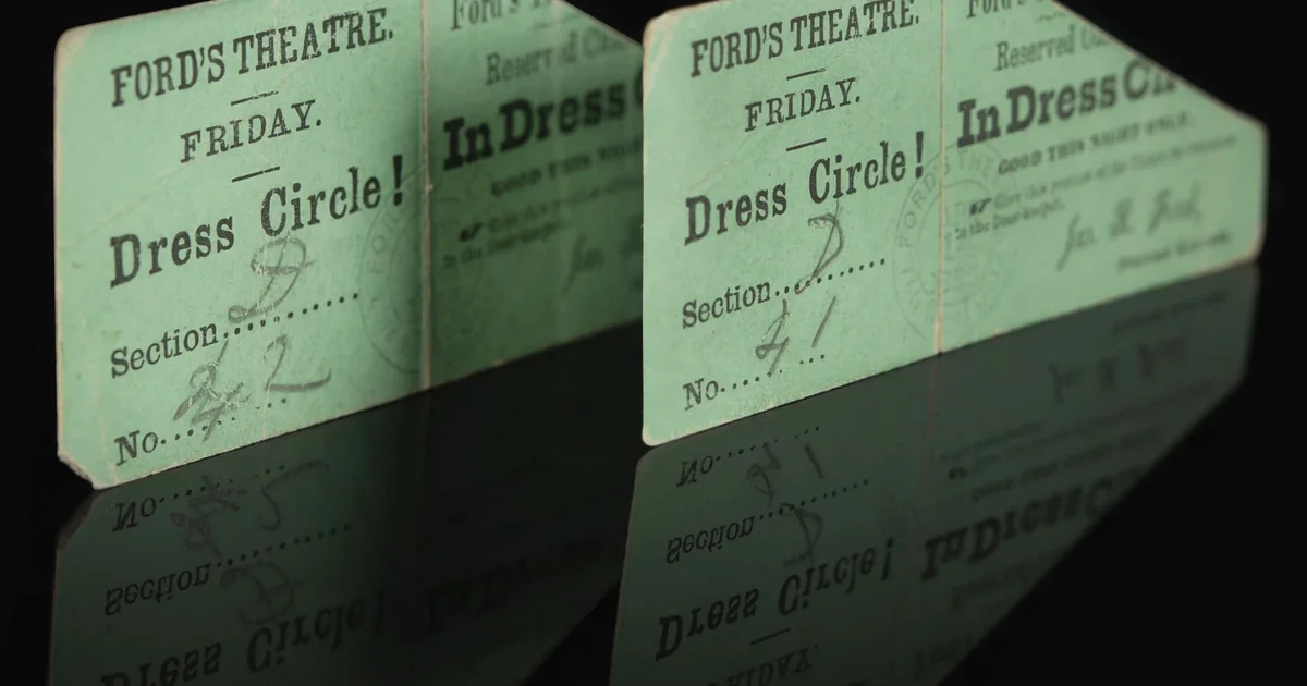 Subastan entradas para el Teatro Ford la noche del asesinato de Abraham Lincoln