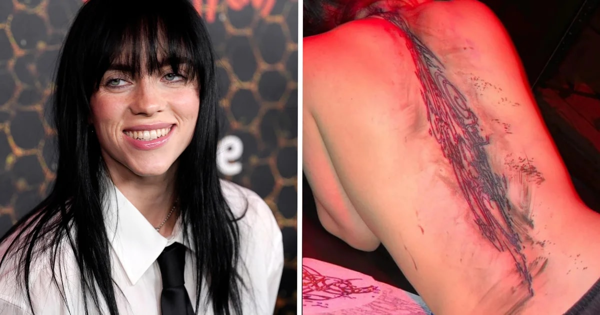 Billie Eilish reveló un tatuaje gigante en su espalda a través de una sensual foto en topless