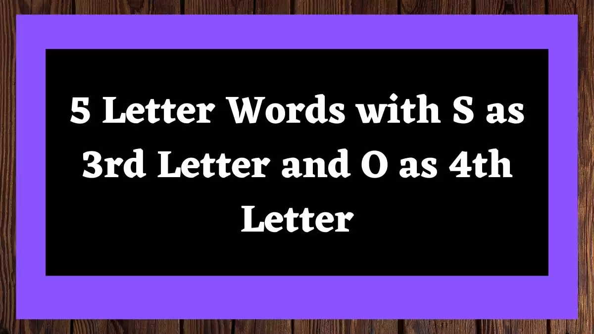 5 Letter Words with S as 3rd Letter and O as 4th Letter All Words List