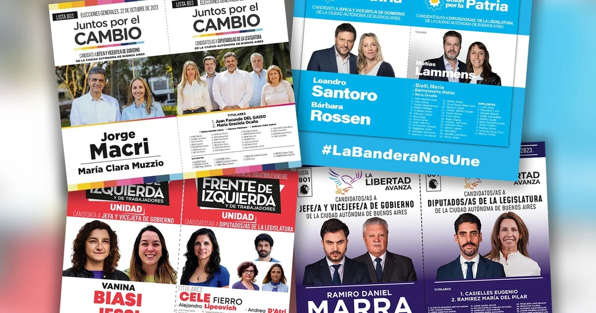 Todos los candidatos a jefe de gobierno porteño y sus boletas en las elecciones en CABA 2023