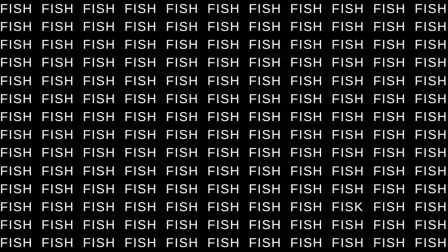 Optical Illusion Brain Test: If you have Sharp Eyes find the Word Fisk among Fish in 10 Secs