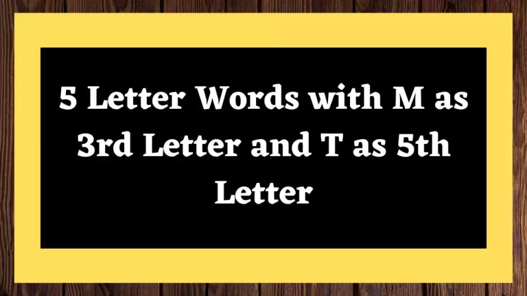 5 Letter Words with M as 3rd Letter and T as 5th Letter All Words List