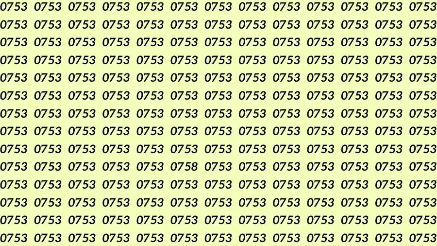 Optical Illusion Brain Test: If you have Sharp Eyes Find the number 0758 among 0753 in 12 Seconds?