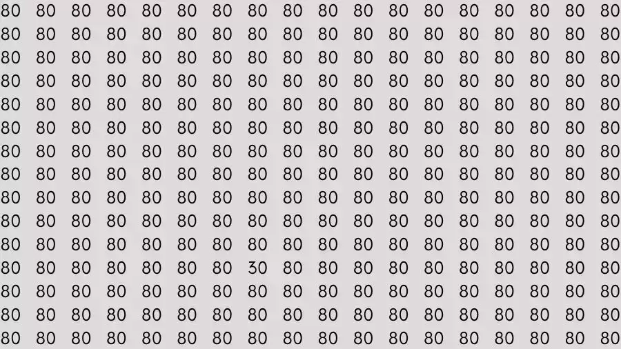 Observation Skill Test: If you have Sharp Eyes Find the number 30 among 80 in 12 Seconds?