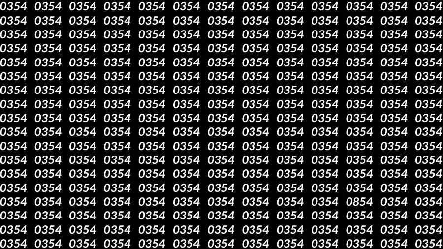 Optical Illusion Brain Test: If you have Sharp Eyes Find the number 0854 among 0354 in 12 Seconds?