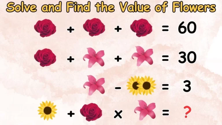 Brain Teaser Math Test: Can You Solve and Find the Value of Flowers?