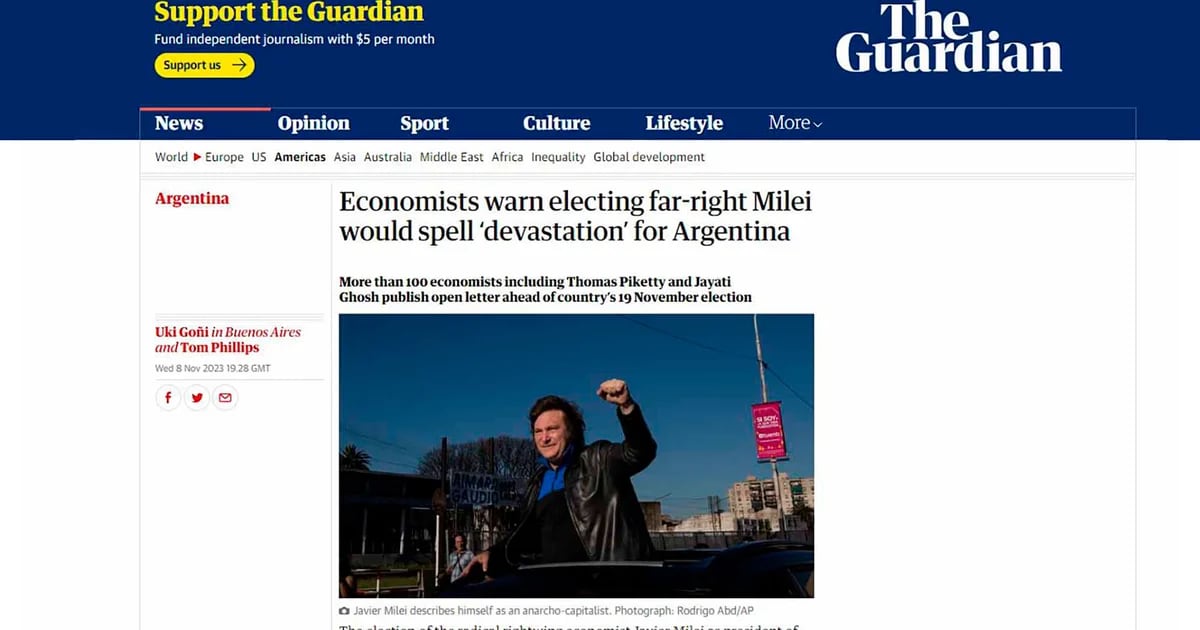 1The Guardian: más de 100 reconocidos economistas advirtieron que si gana Milei habrá devastación económica y caos social