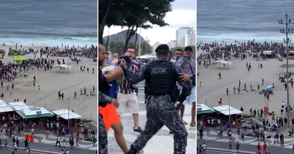 2Estampida, balas de goma y gases lacrimógenos: las imágenes del ataque de barras del Fluminense a hinchas de Boca en Río de Janeiro