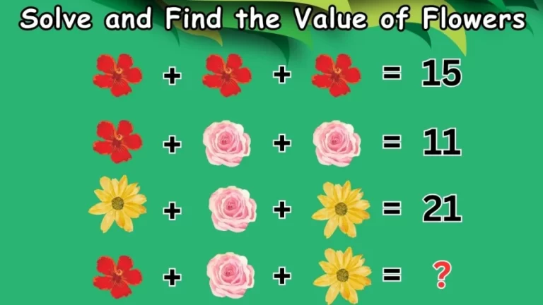 Brain Teaser IQ Puzzle: Solve and Find the Value of Flowers