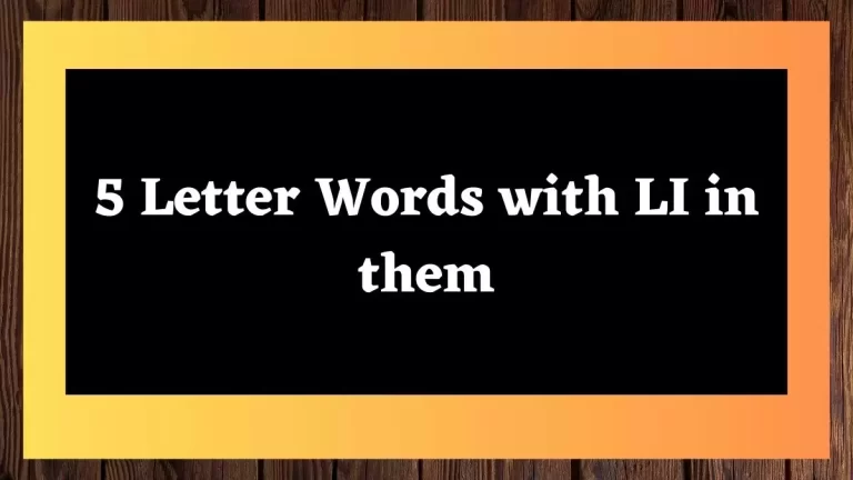 5 Letter Words with LI in them All Words List