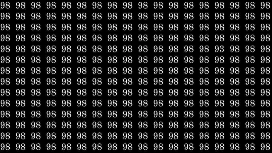 Optical Illusion Test: If you have Sharp Eyes Find the number 93 among 98 in 8 Seconds?
