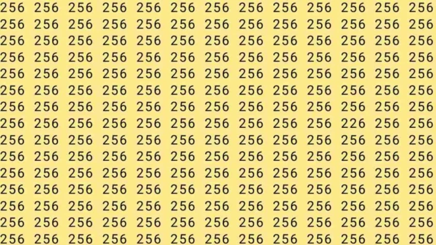 Observation Skills Test: If you have Sharp Eyes Find the number 226 among 256 in 7 Seconds?