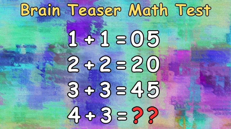 Brain Teaser Math Test: If 1+1=5, 2+2=20, 3+3=45, 4+3=?