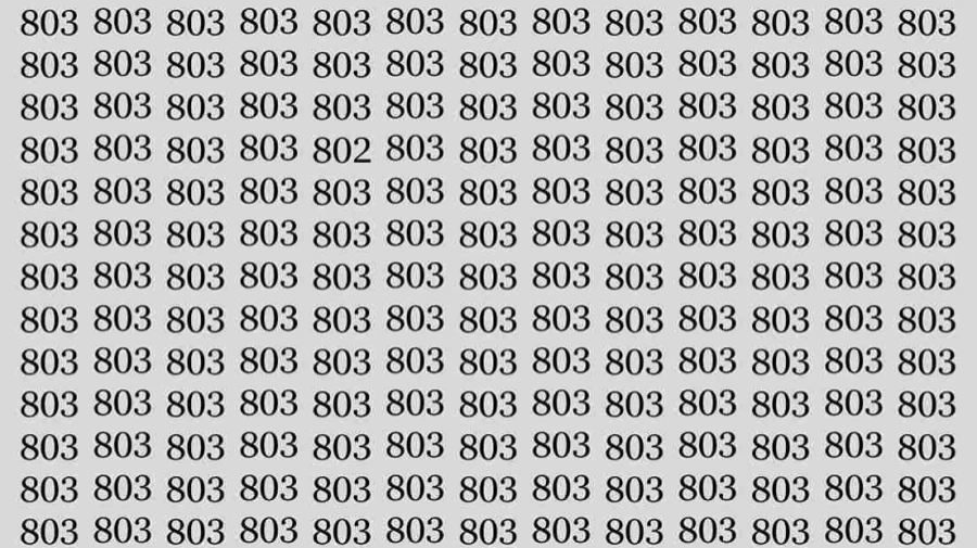 Optical Illusion Challenge: Find the Number 802 among 803 within 8 seconds