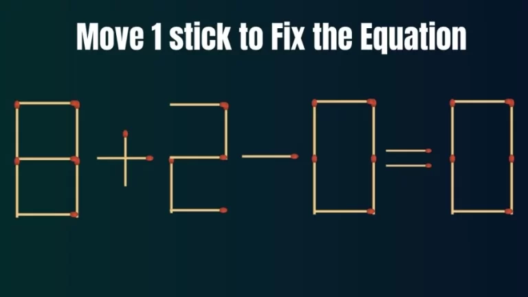 Matchstick Brain Teaser: 8+2-0=0 Move 1 Matchstick to fix the equation