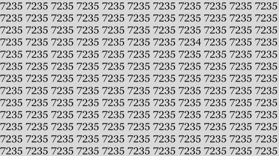 Observation Skills Test: Can you find the number 7234 among 7235 in 12 seconds?