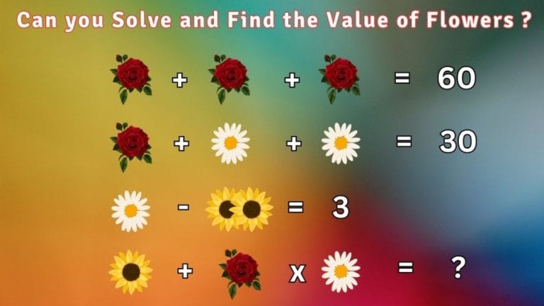 Brain Teaser Flower Puzzle: Can you Solve and Find the Value of Flowers?