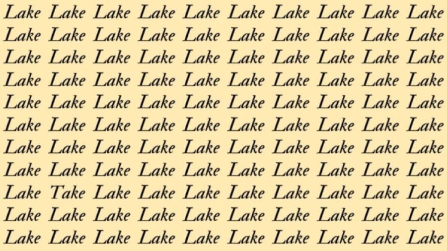 Optical Illusion: If you have Hawk Eyes find the Word Take among Lake in 15 Secs