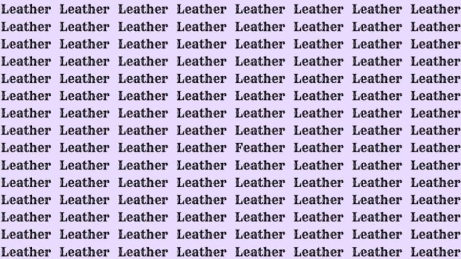 Observation Skill Test: If you have Eagle Eyes find the Word Feather among Leather in 20 Secs